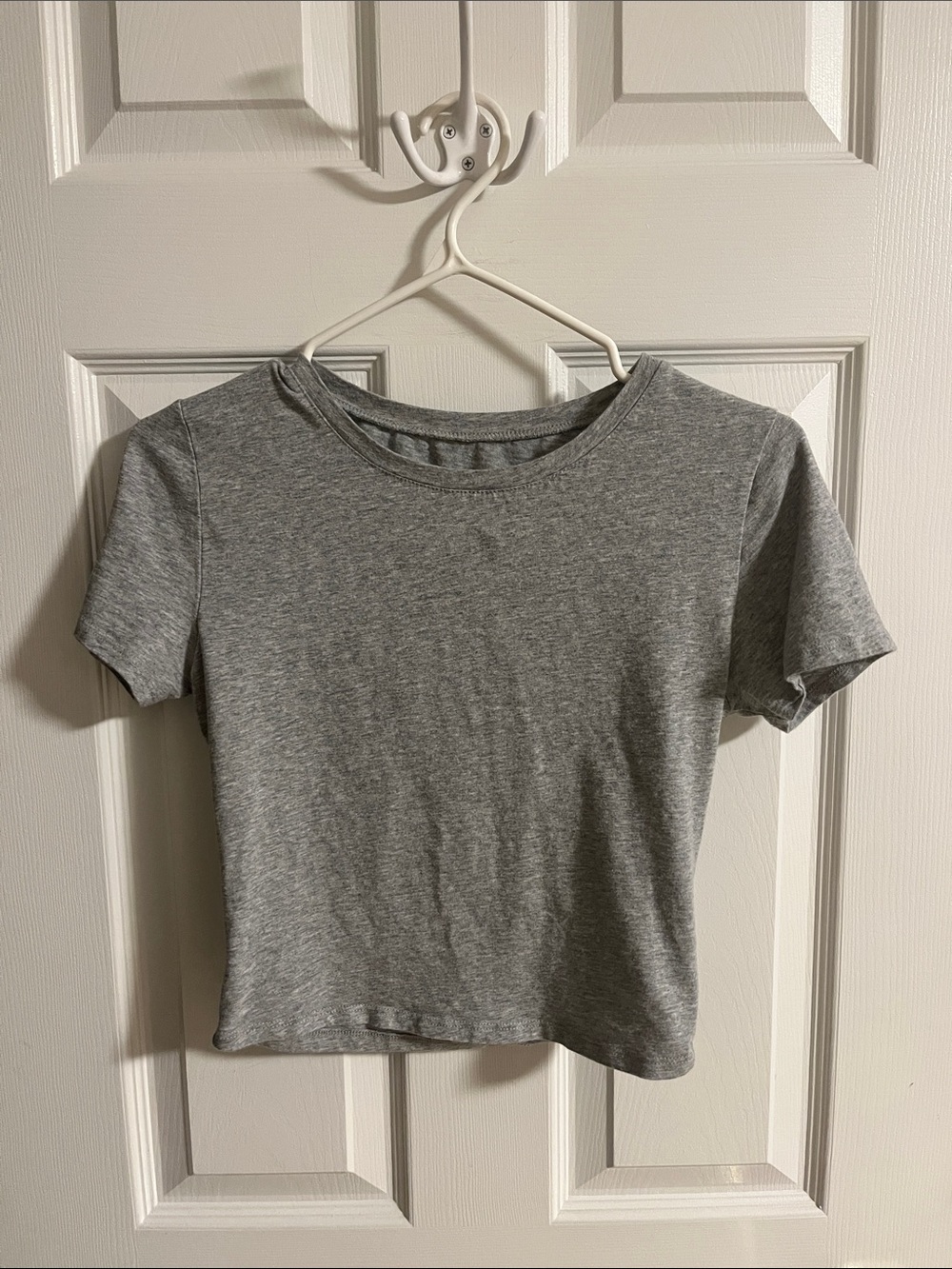 Active Basic Heather Gray Crewneck Crop Top